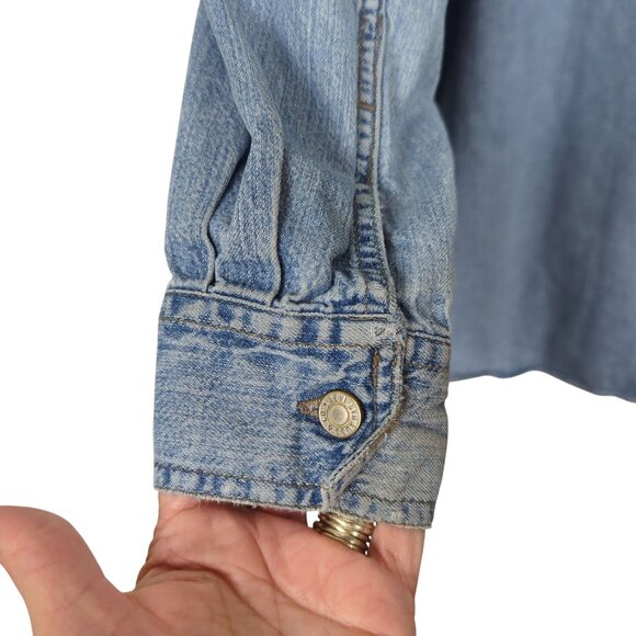 Vintage Levi’s Red Tab Denim Shirt Men’s L Distressed Button Front Long Sleeve - Picture 5 of 16